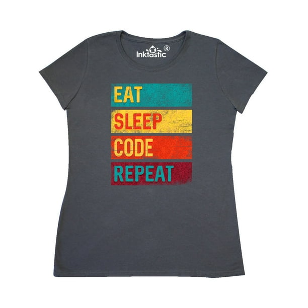 1Tee Womens Eat Sleep Code Repeat T-Shirt 